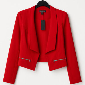 Material Girl Blazer Womens XL Red Barbados Cherry Zipper Jacket NWT X-Large